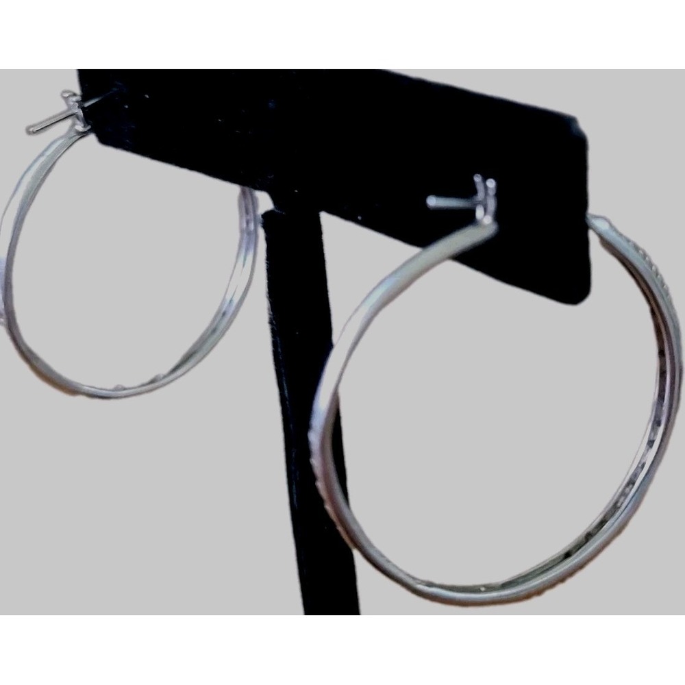Estate Signed 14K White Gold 1.00 CTW Diamond Inside Out Hoops 5.37g Earrings